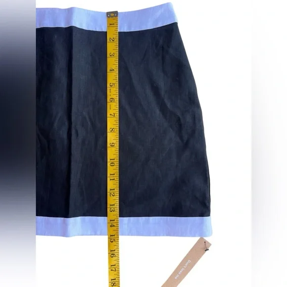 NEW REFORMATION Mini Skirt High Waist 100% Linen Black w White Trim Sz 4 Luxury - Picture 7 of 11